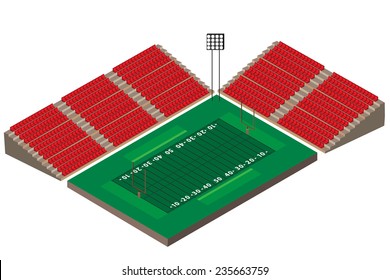 Illustration of American football field empty seat Isometric View 