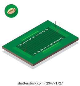 Illustration Of American Football Field Isometric View 