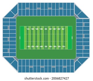 Illustration Of American Football Field, Football, Stadium. Seats For Viewing