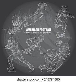 Illustration of American Football. Hand drawn. chalkboard. vector.