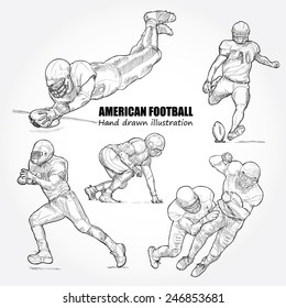 Illustration of American Football. Hand drawn.