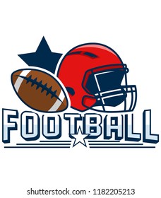 Illustration of american football logo with ball and helm