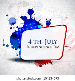 Illustration of American Independence Day of 4th July with copy space on grungy flag color background.EPS 10. Can be use as banner, poster and flyer.