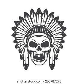 Illustration of american indian skull