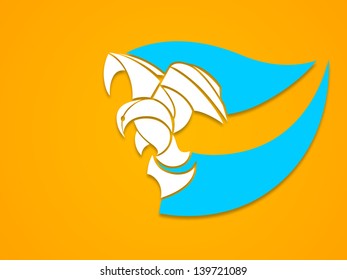 Illustration of American national bird eagle on yellow background, concept for independence day.