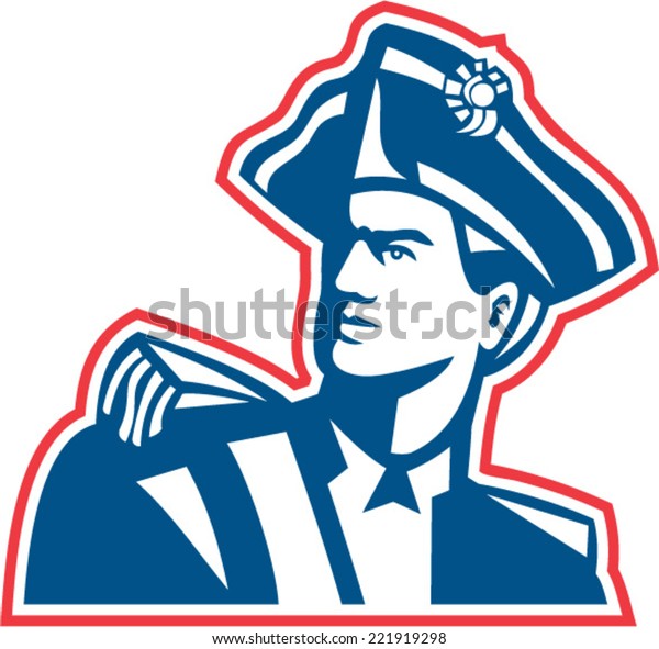 Illustration American Patriot Revolutionary Soldier Bust Stock Vector ...