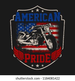Illustration American Price, With A Badge and Wings, Motorcycle Classic