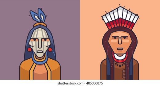 Illustration of american red indians