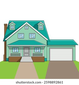 The Illustration of American Retro House