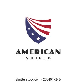 Illustration American Shield logo design, American Country National  Flag with Security and Guard logo design