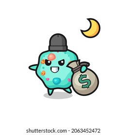 Illustration of amoeba cartoon is stolen the money , cute style design for t shirt, sticker, logo element