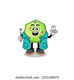 Illustration of amoeba mascot as a dentist , character design