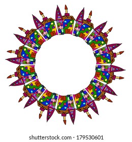 Illustration of amsterdam in vector in circle with label design