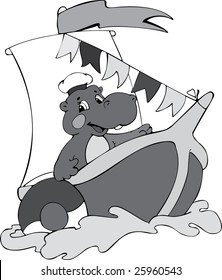 Illustration of the amusing captain hippopotamus