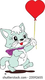 illustration of the amusing cat with small ball