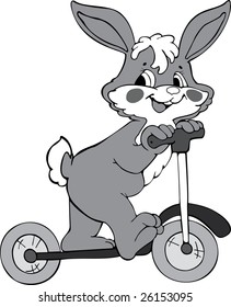 Illustration of the amusing hare by scooter