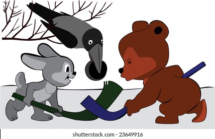 illustration of the amusing ice-hockey player