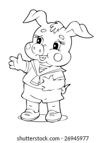 illustration of the amusing playful pig