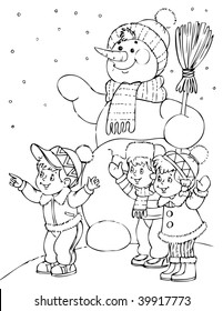 illustration of the amusing snow man