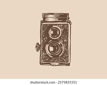 Illustration of an Analog Camera Antique Handdrawn