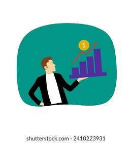 illustration of analyzing financial data, bar chart illustration 