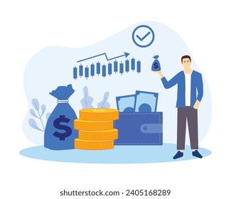 illustration analyzing investments, financial success and money growth.