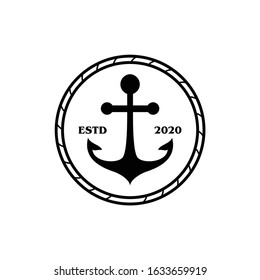 Illustration anchor in the circle rope with shape logo design vector