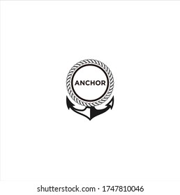 illustration of anchor icon, sticker, t shirt print, vector illustration in black