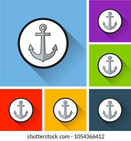 Illustration of anchor icons with long shadow
