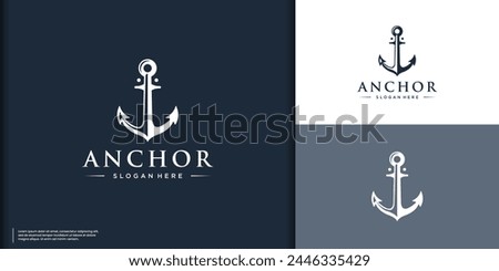Illustration of anchor logo design template vector.