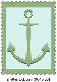 Illustration of the anchor on postage stamp