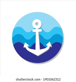 illustration of anchor shipment logo icon vector