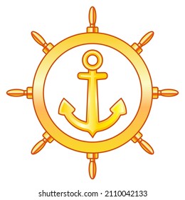 Illustration of a anchor and steering wheel