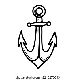 Illustration of anchor in tattoo style. Design element for poster, card, t shirt. Vector illustration