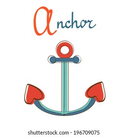 Illustration of A is for anchor. Vector format