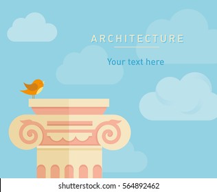 Illustration of ancient architecture, tall columns