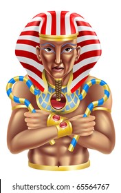 Illustration of an ancient egyptian pharaoh king icon or avatar