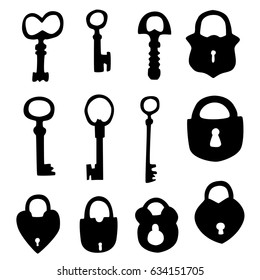 illustration with ancient keys and locks