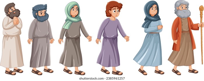 Illustration of ancient Muslim characters from the religious Moses Bible story