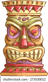 An Illustration of an Ancient Tiki Head Design