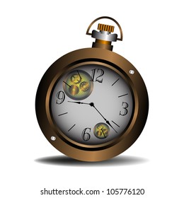 Illustration with ancient watch isolated on a white background