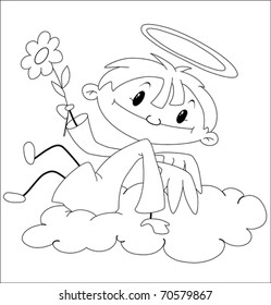 illustration of a angel boy outlined
