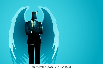 Ilustración de un ángel como empresario, ilustración vectorial