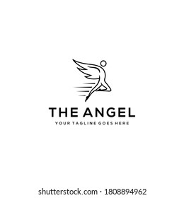 Illustration angel flying with wings  logo design template 