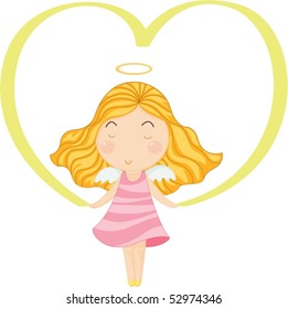 Illustration of an angel girl on a white background