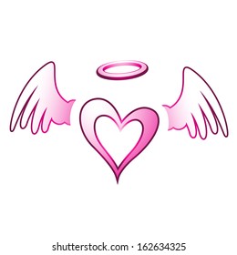 Illustration of Angel Heart and Wings isolated on a white background