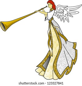 Illustration of angel with horn