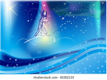 illustration with angel on clouds