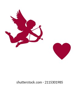 illustration of an angel shooting with love with a target heart