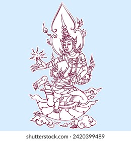 Illustration of angel in Thai art vector for card, decoration, illustration